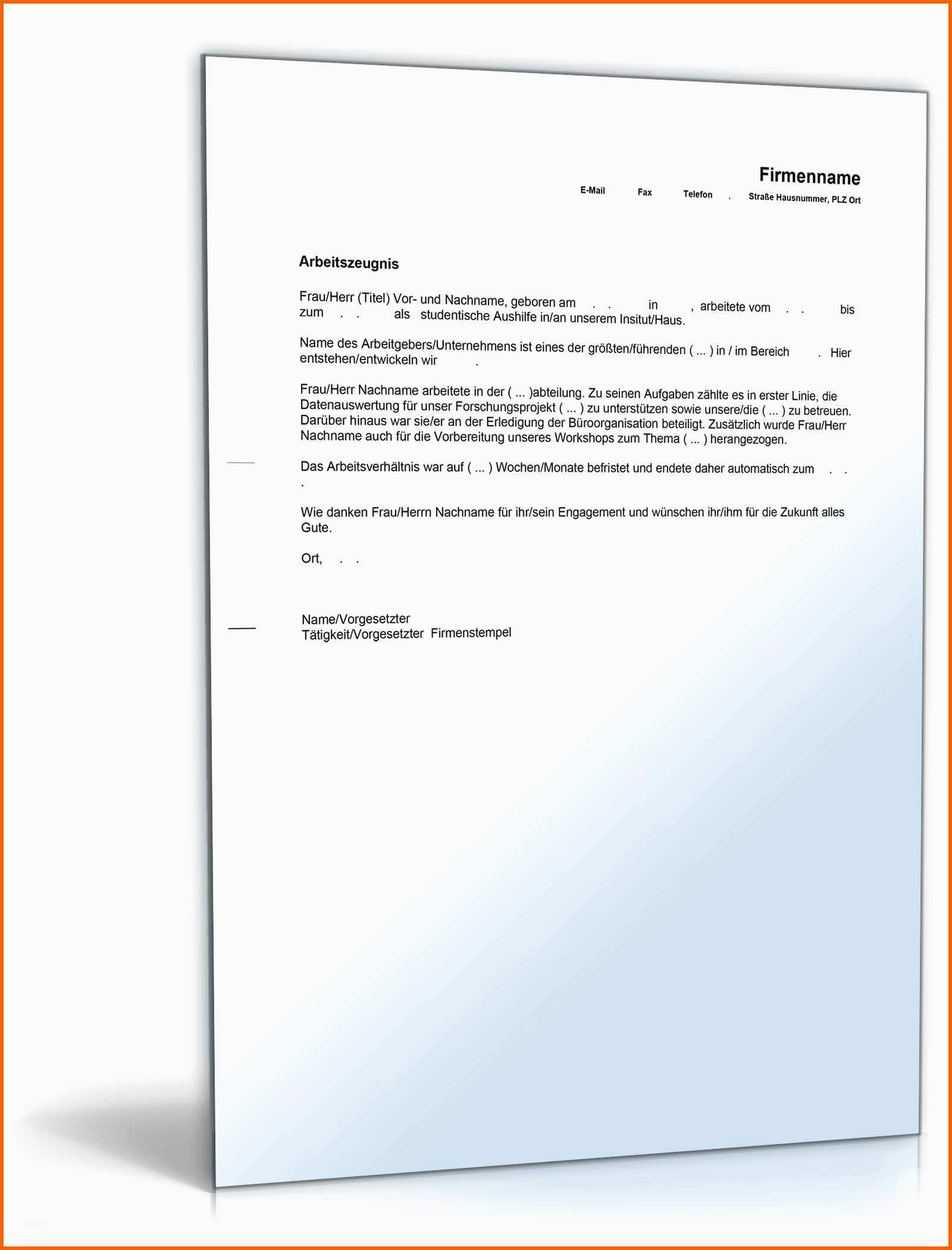 Empfohlen Arbeitszeugnis Vorlage Word – Various Vorlagen