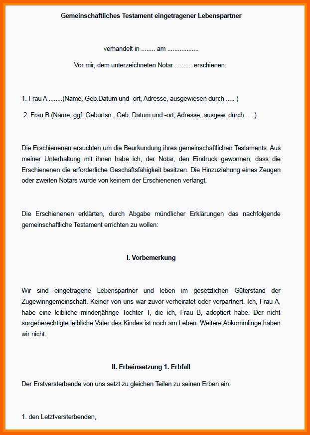 berliner testament vorlage kostenlos pdf genial gemeinschaftstestament muster vorlage word und pdf fantastisch