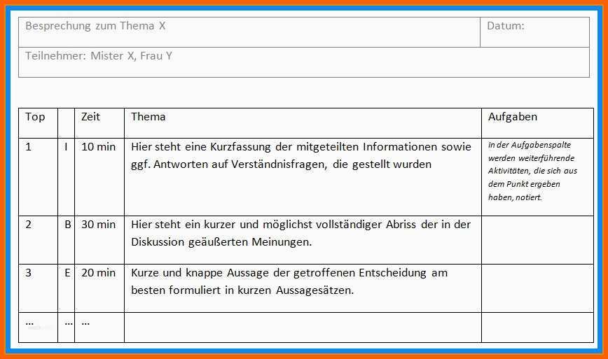 Empfohlen Besprechungsprotokoll Vorlage Word Papacfo