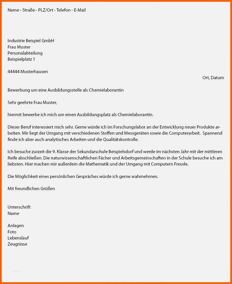 Empfohlen Bewerbung Schreiben Praktikum Schüler Vorlage Neu
