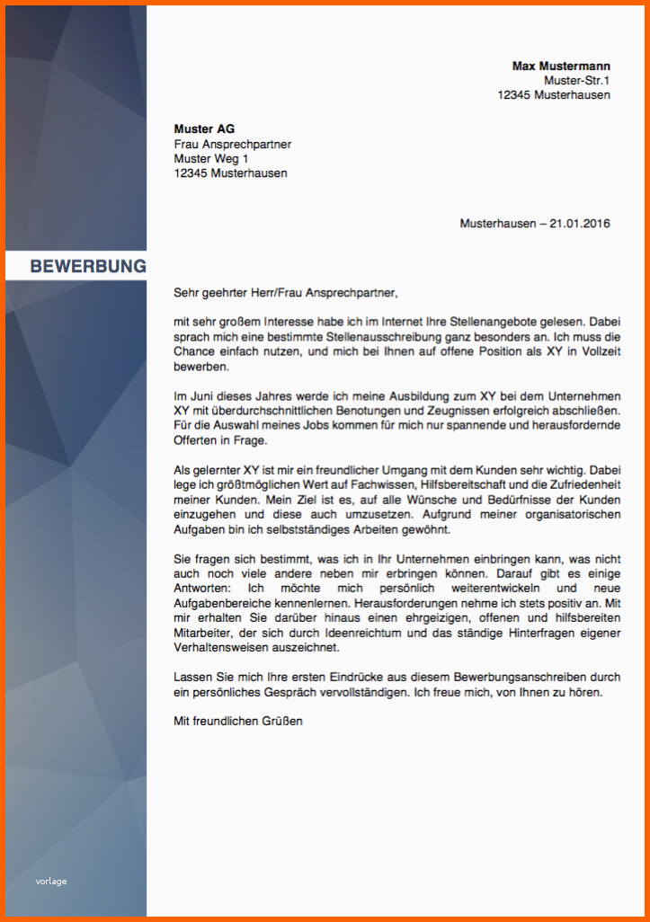 Empfohlen Bewerbungsschreiben Vorlage Meinebewerbung