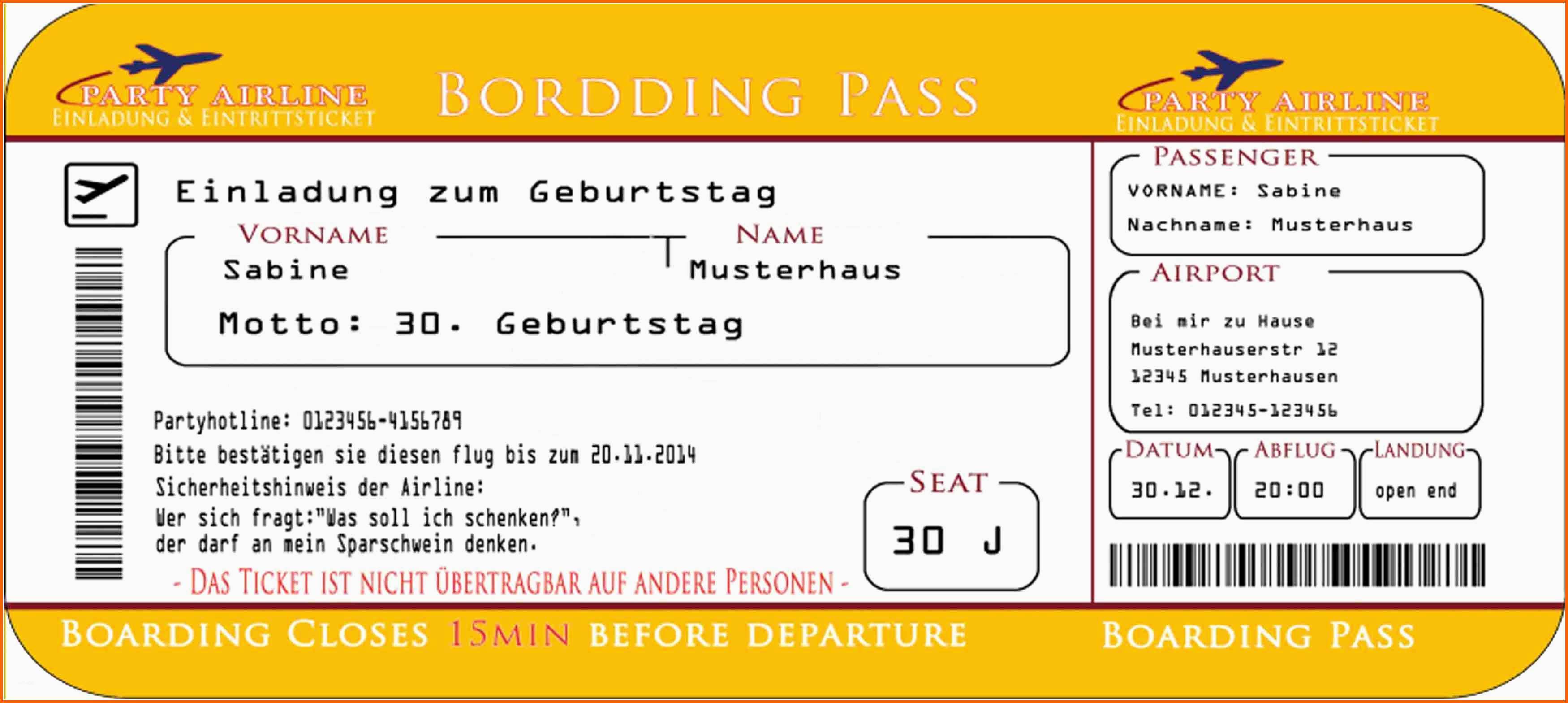 Empfohlen Einladungskarte Als Flugzeug Flugticket 10
