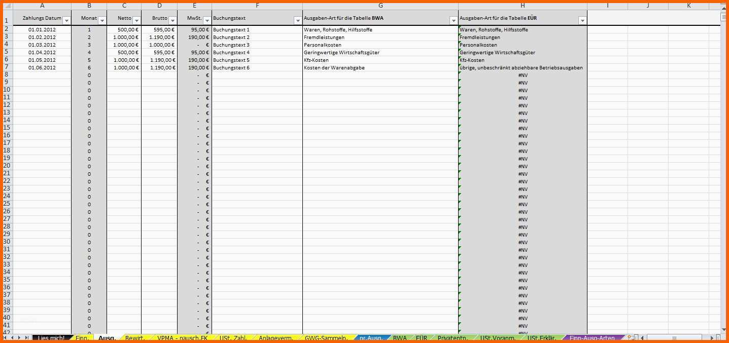 Empfohlen Einnahmen Ausgaben Vorlage Kostenlos Excel Vorlage