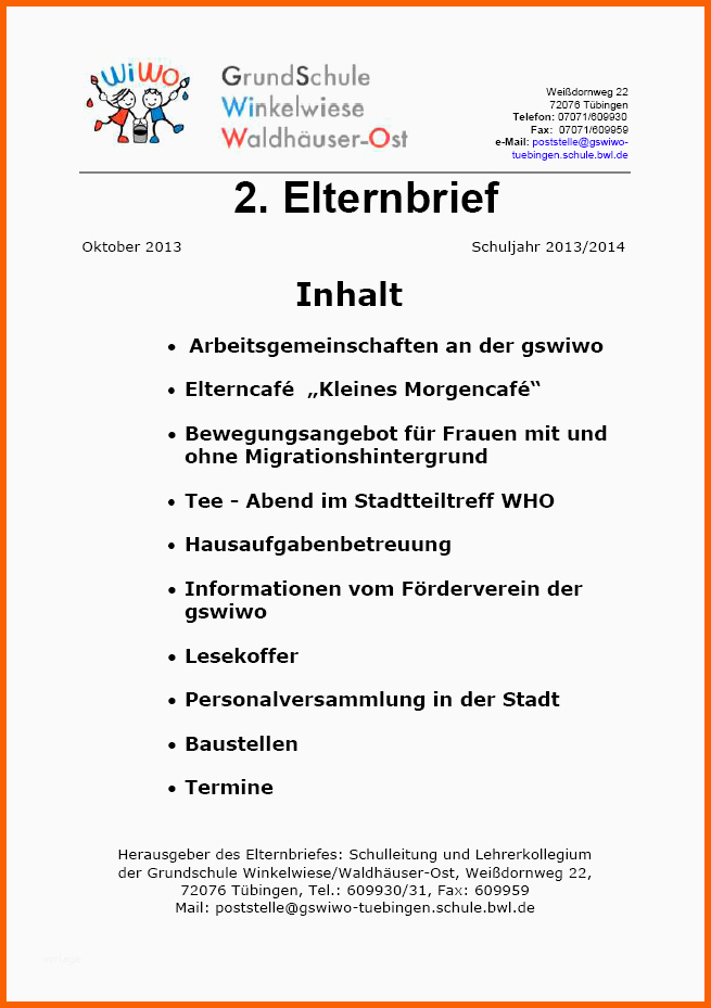 Empfohlen Elternbriefe Grundschule Winkelwiese Waldhäuser Ost