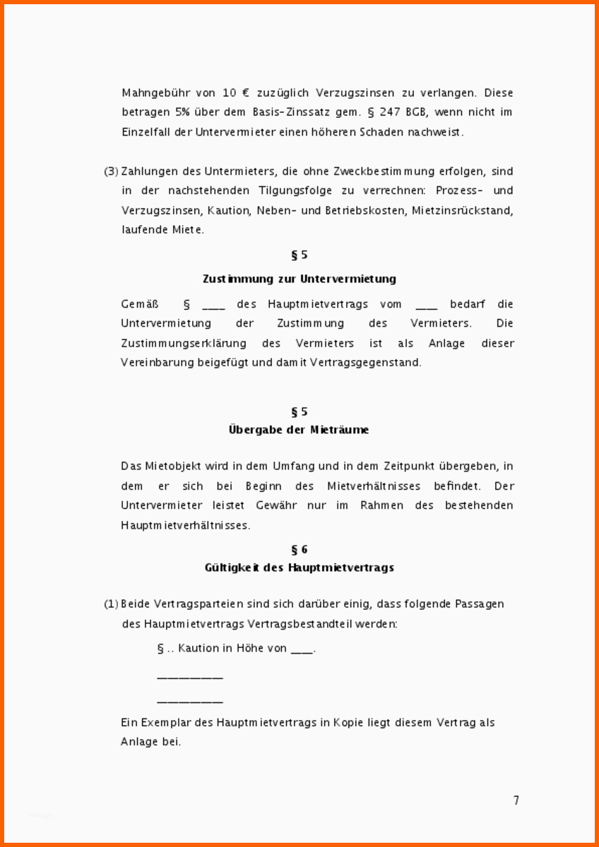 Empfohlen Gewerbe Untermietvertrag Vorlage Zum Download