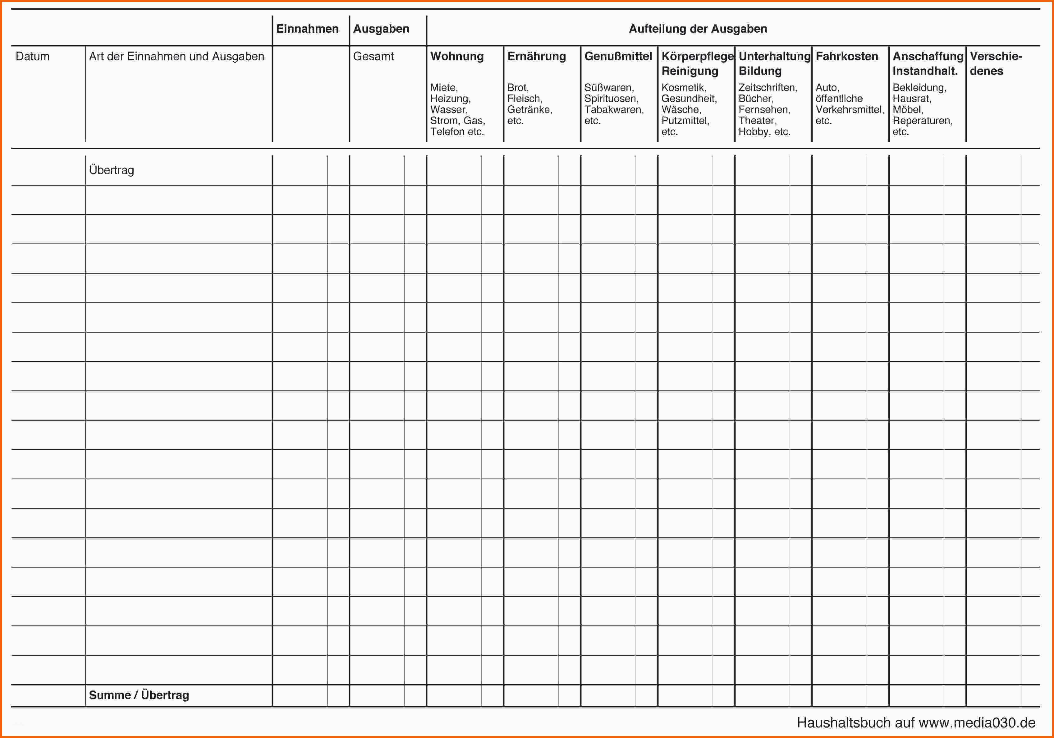 Empfohlen Kassenbuch Excel Vorlage Kostenlos