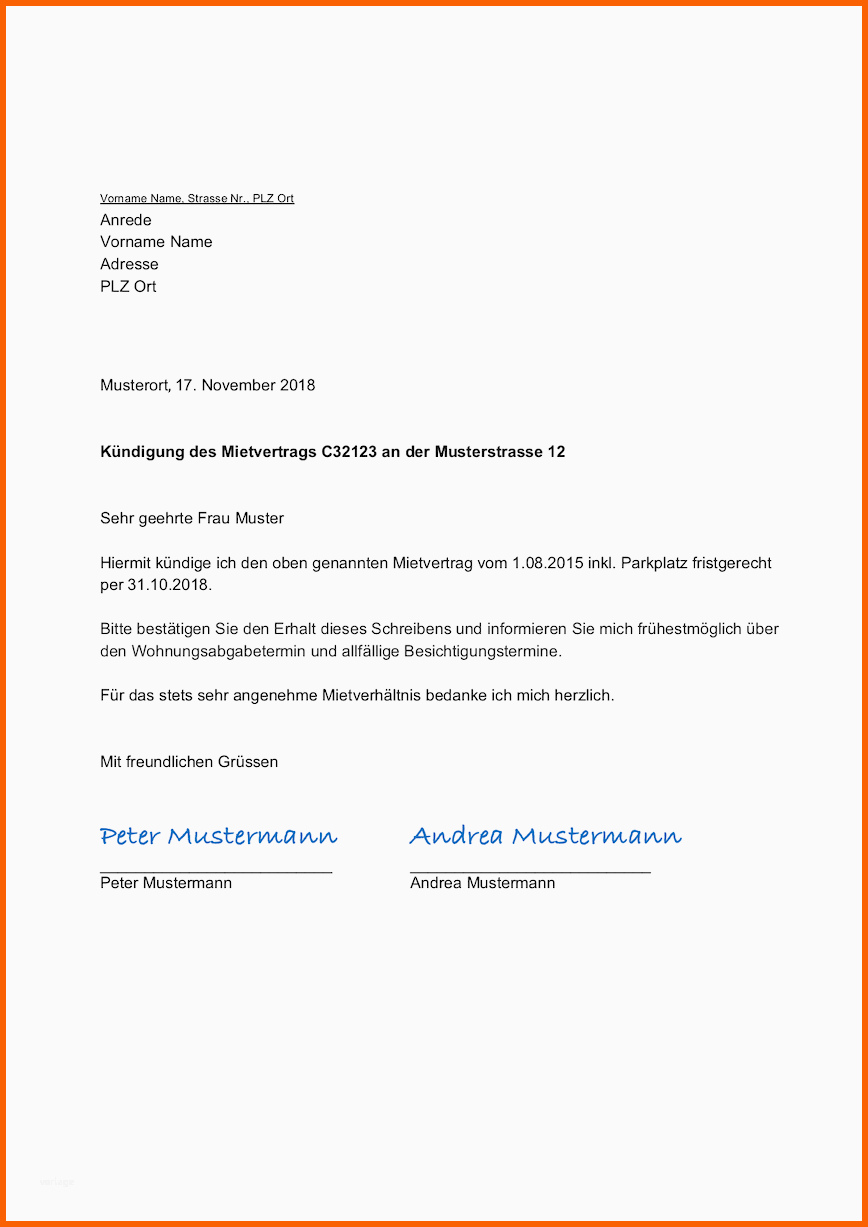 Empfohlen Kündigungsschreiben Wohnung Vorlage Schweiz