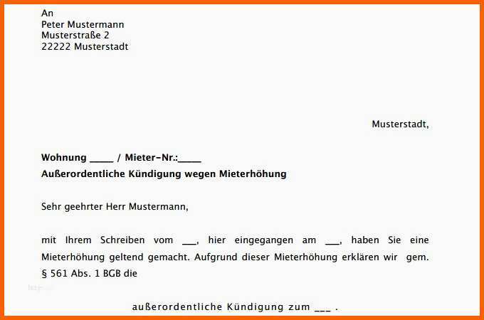 Empfohlen Mieterhöhung Vorlage Word Wunderbar Ankündigung