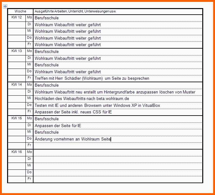 Empfohlen Monatsbericht Vorlage Frisch Ausbildung Berichtsheft