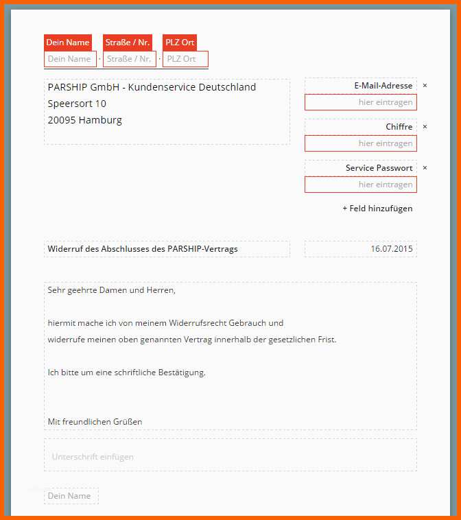 Empfohlen Parship Widerruf Vorlage Download Chip