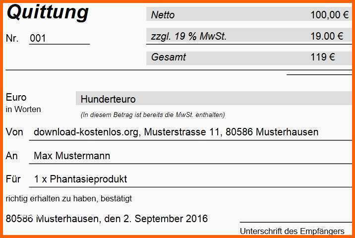 Empfohlen Quittung Ohne Mwst Vorlage Der Beste Quittungsvorlage