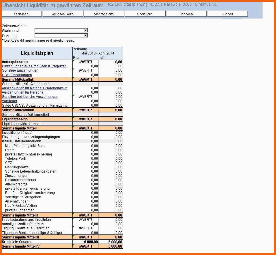 Empfohlen Rs Liquiditätsplanung Xl Excel tool Excel Vorlagen Shop