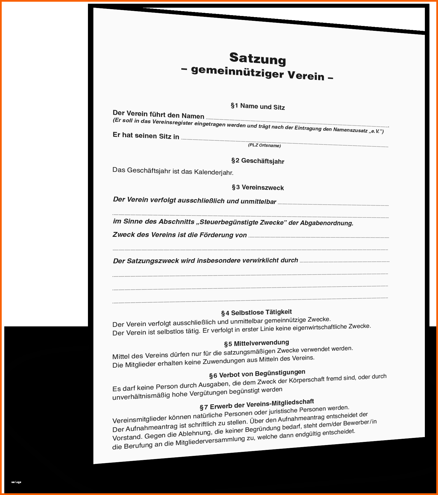 Empfohlen Satzung Gemeinnütziger Verein Muster Kostenlos