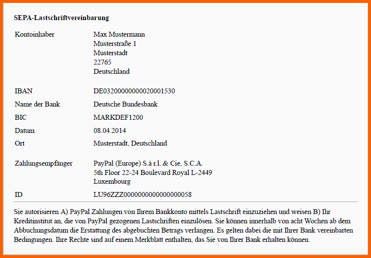 Empfohlen Sepa Lastschriftmandat Vorlage Papacfo
