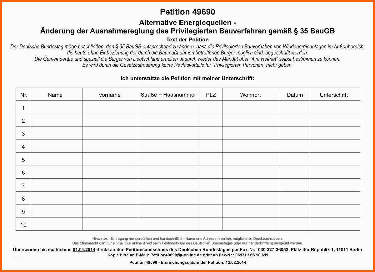 Empfohlen Unterschriften Sammeln Vorlage Gute Unterschriften Sammeln