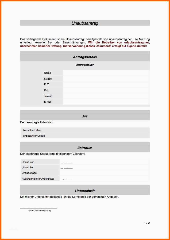 Empfohlen Urlaubsantrag