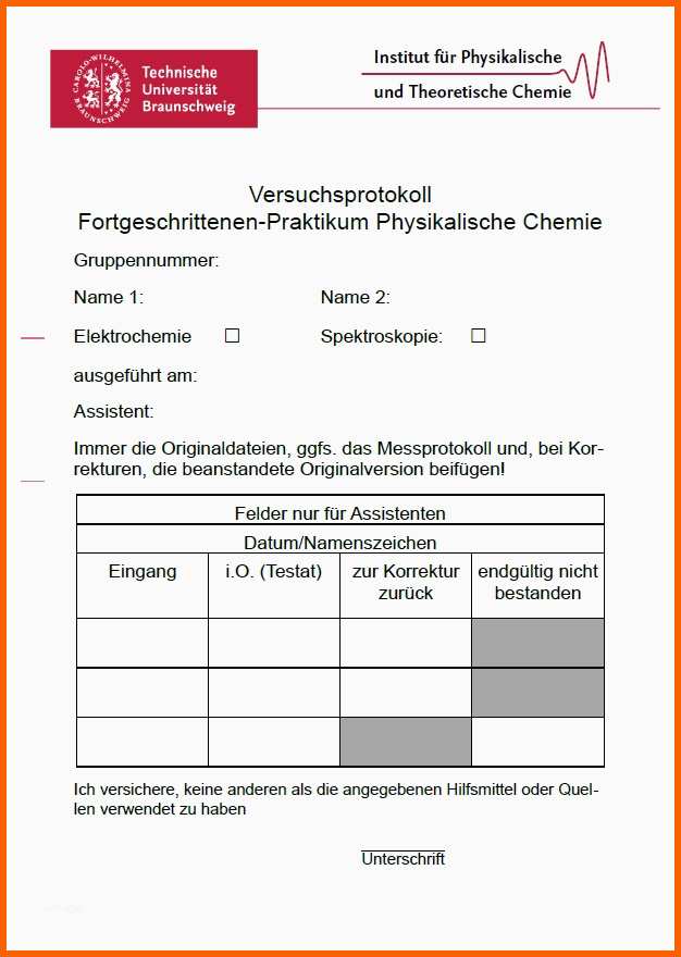 Empfohlen Versuchsprotokolle Tu Braunschweig