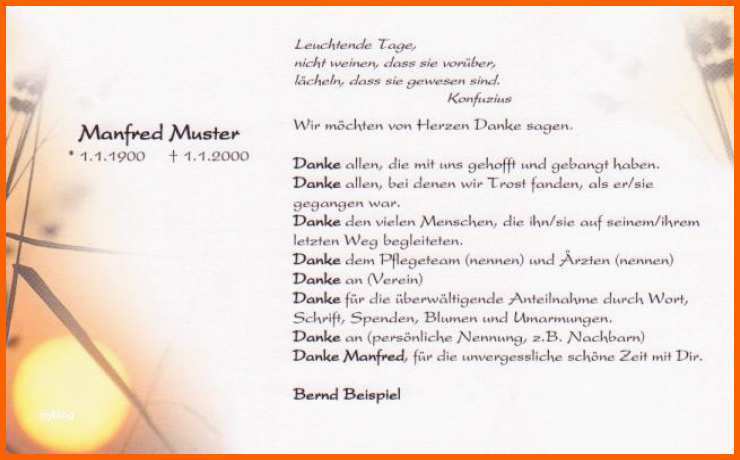 Empfohlen Vorlage Fürbitten Beerdigung Beste Danksagung Trauer Texte