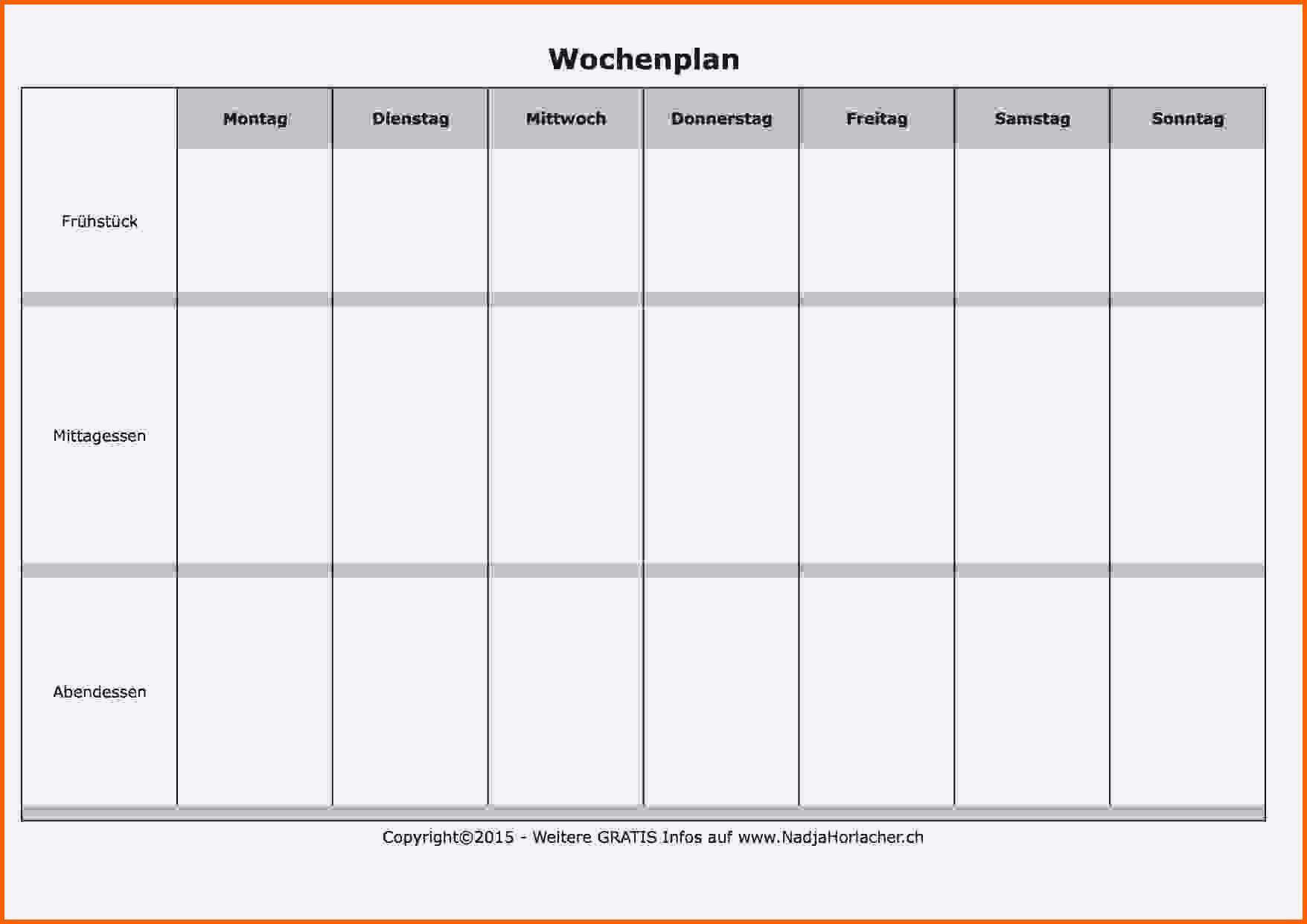 Empfohlen Wochenplan Vorlage Excel