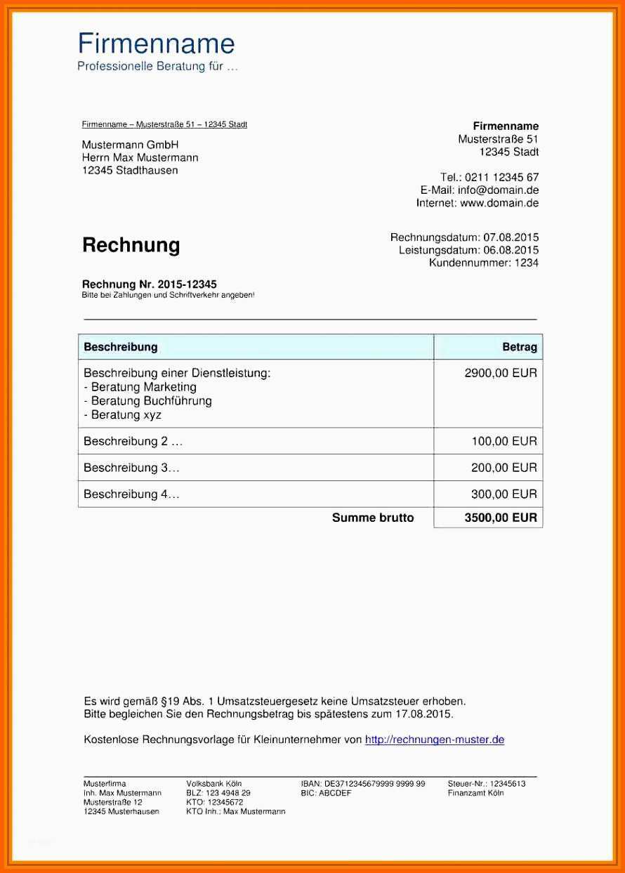 Erschwinglich 10 Dauerrechnung Muster