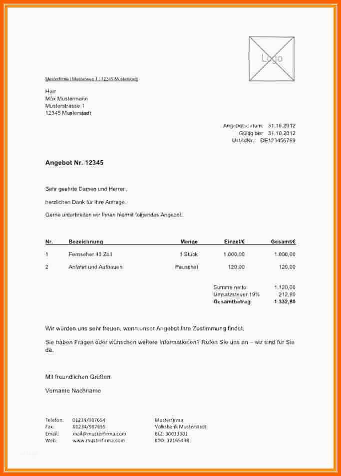 Erschwinglich 13 Angebot Word Vorlage