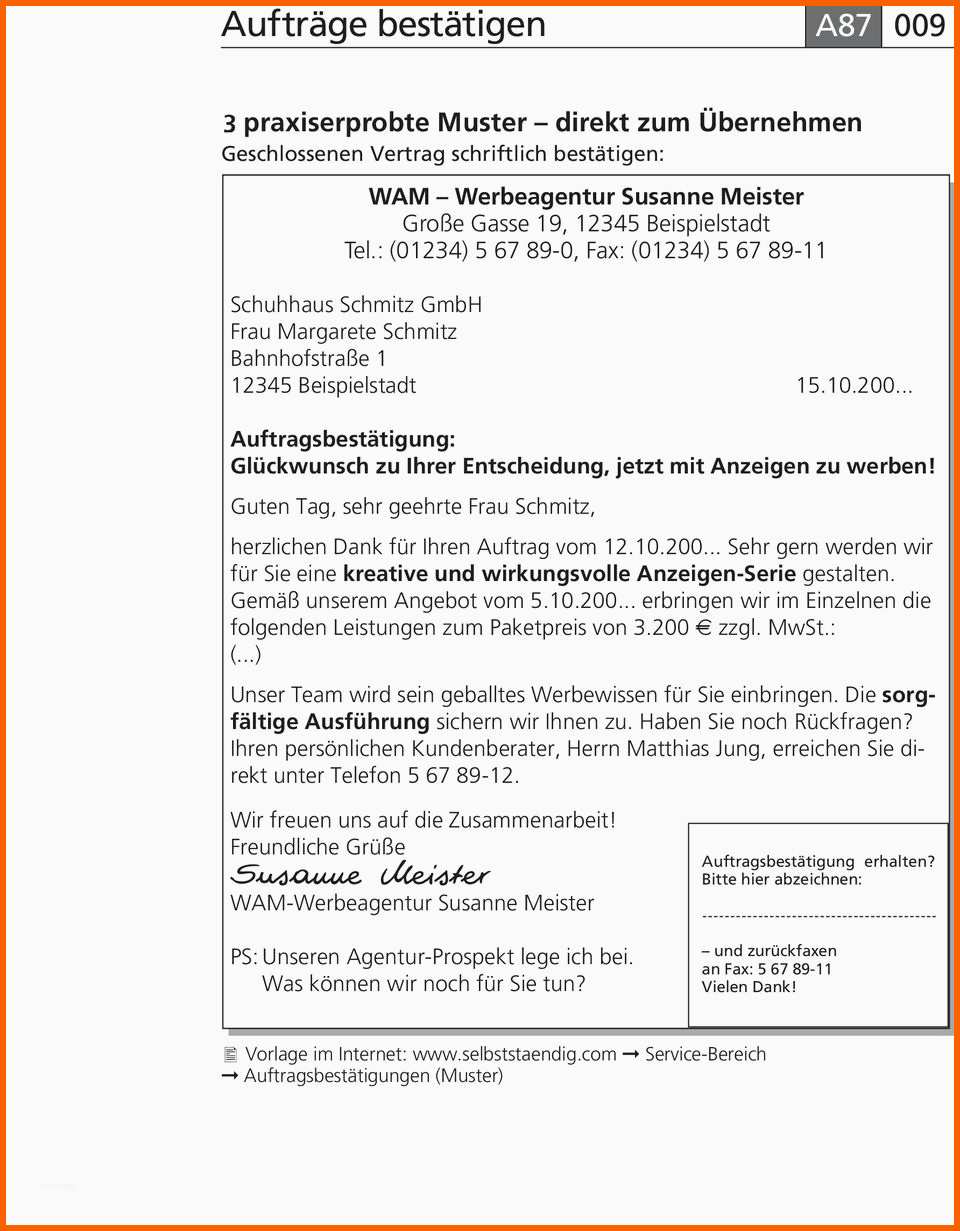 Erschwinglich 13 Auftragsbestätigung Vorlage