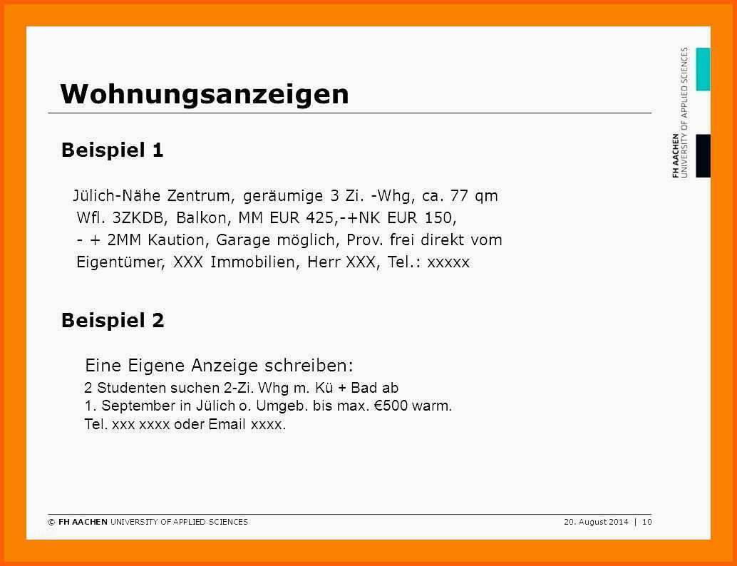 Erschwinglich 14 Wohnungsanzeige Vorlage