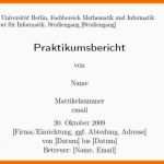 Erschwinglich 15 Deckblatt Praktikumsbericht Studium