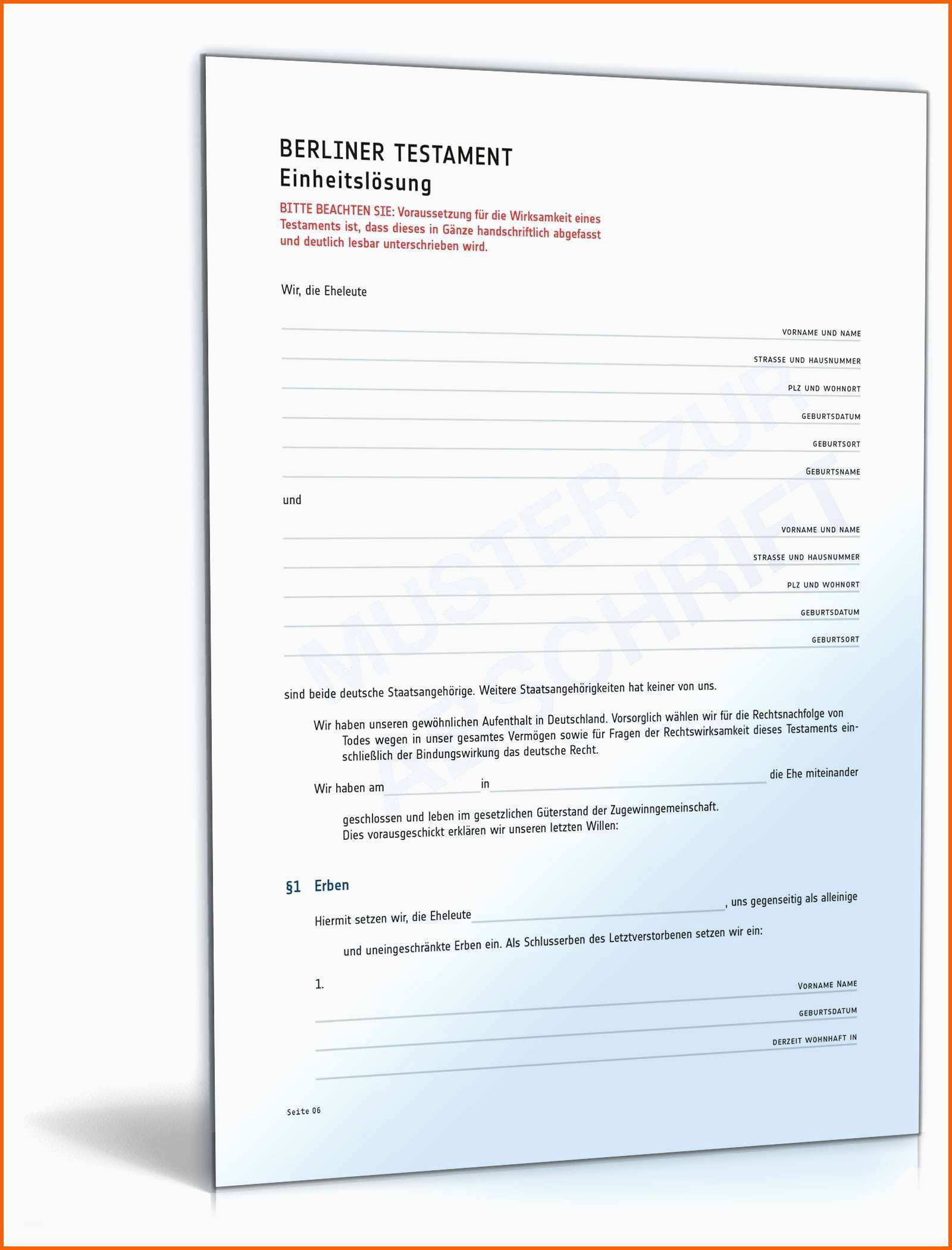 Erschwinglich 16 Handschriftliches Testament Vorlage