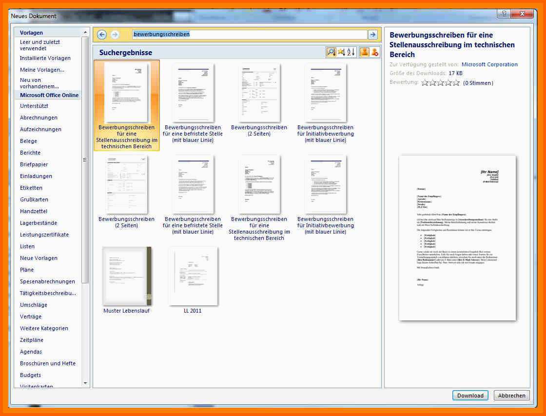 Erschwinglich 21 Bewerbung Vorlage Word