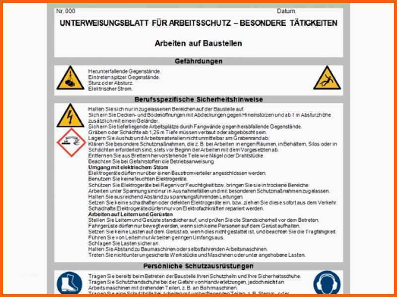 Erschwinglich 34 Gut Allgemeine Sicherheitsunterweisung Vorlage Bilder