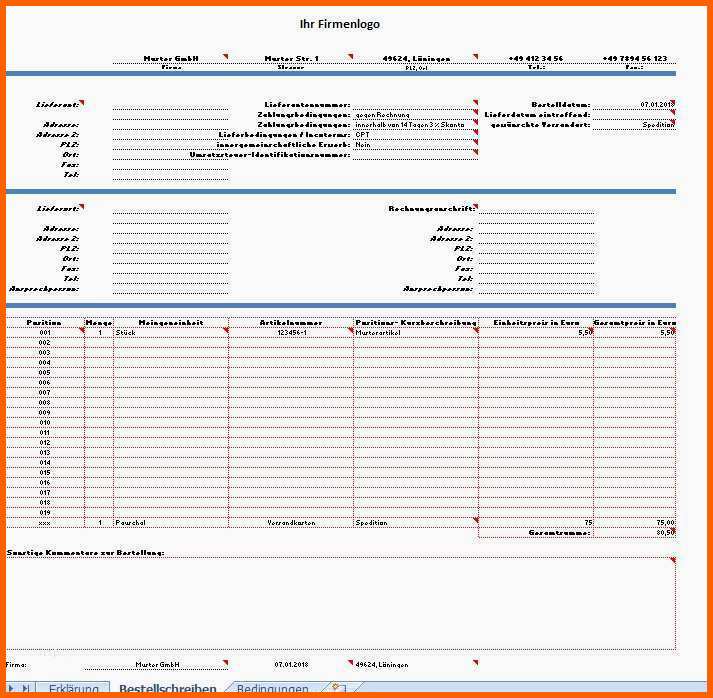 Erschwinglich Bestellformular Vorlage Excel Einzigartig Muster Tabellen