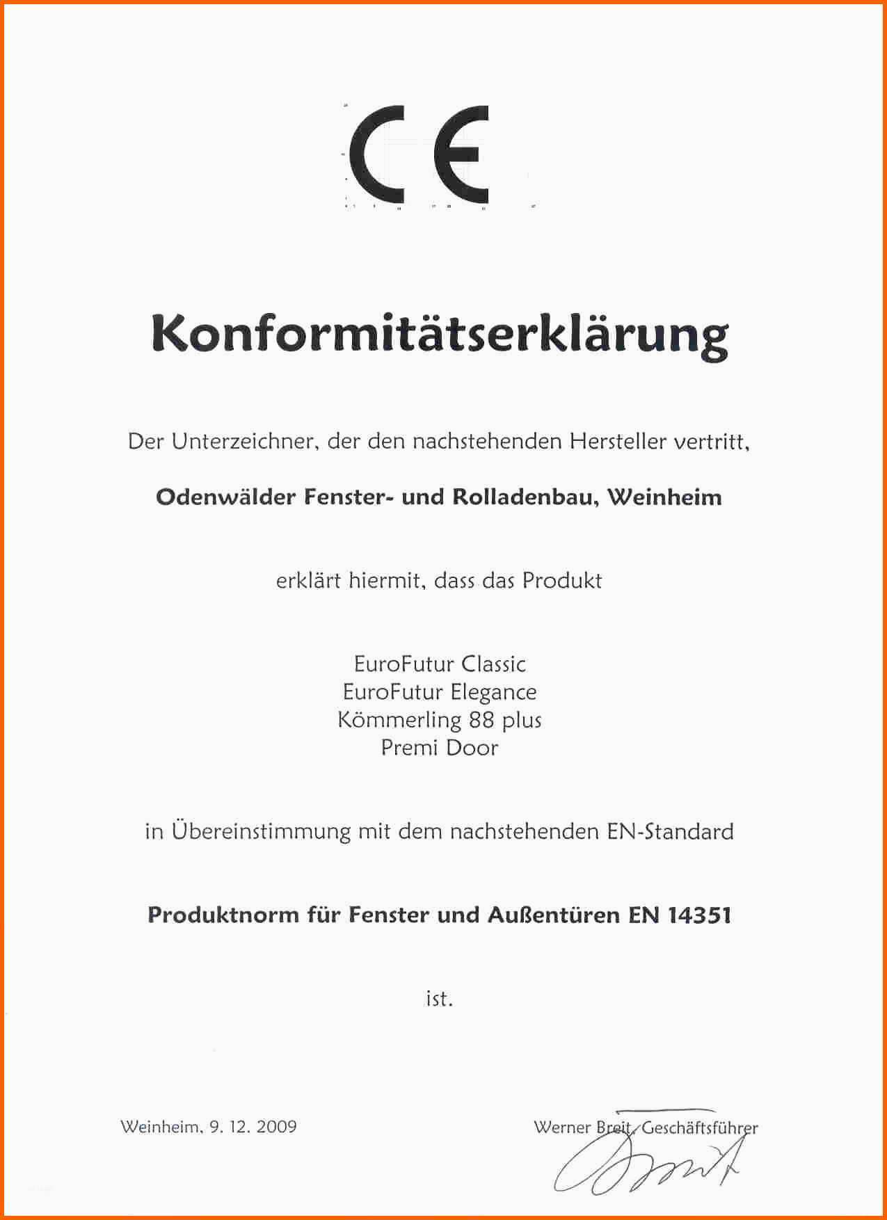 Erschwinglich Ce Konformitätserklärung Vorlage Beste Ce Zeichen