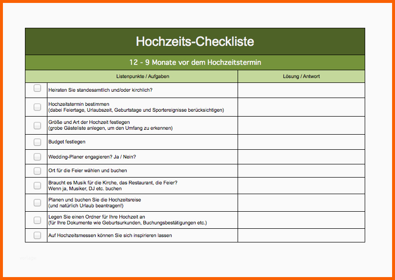 Erschwinglich Checkliste