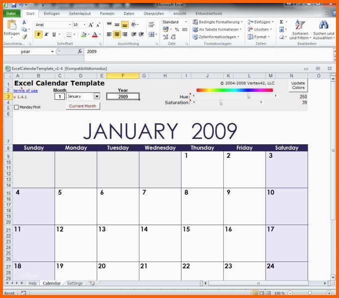 Erschwinglich Excel Kalender Vorlage Download