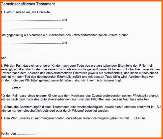 Erschwinglich Fice Vorlage Testament Kostenlos Runterladen