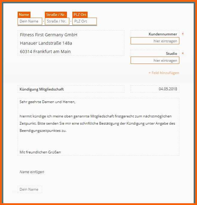Erschwinglich Fitness First Kündigung Vorlage Download Chip