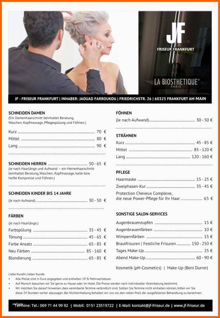 Erschwinglich Friseur Preisliste 2018 – Friseur