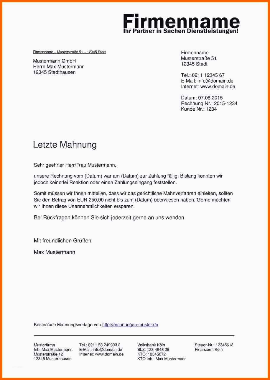 Erschwinglich Genial Zahlungsaufforderung Muster Privat