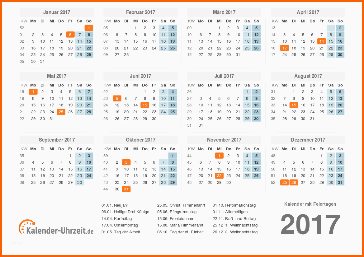 Erschwinglich Kalender 2017 Zum Ausdrucken Kostenlos