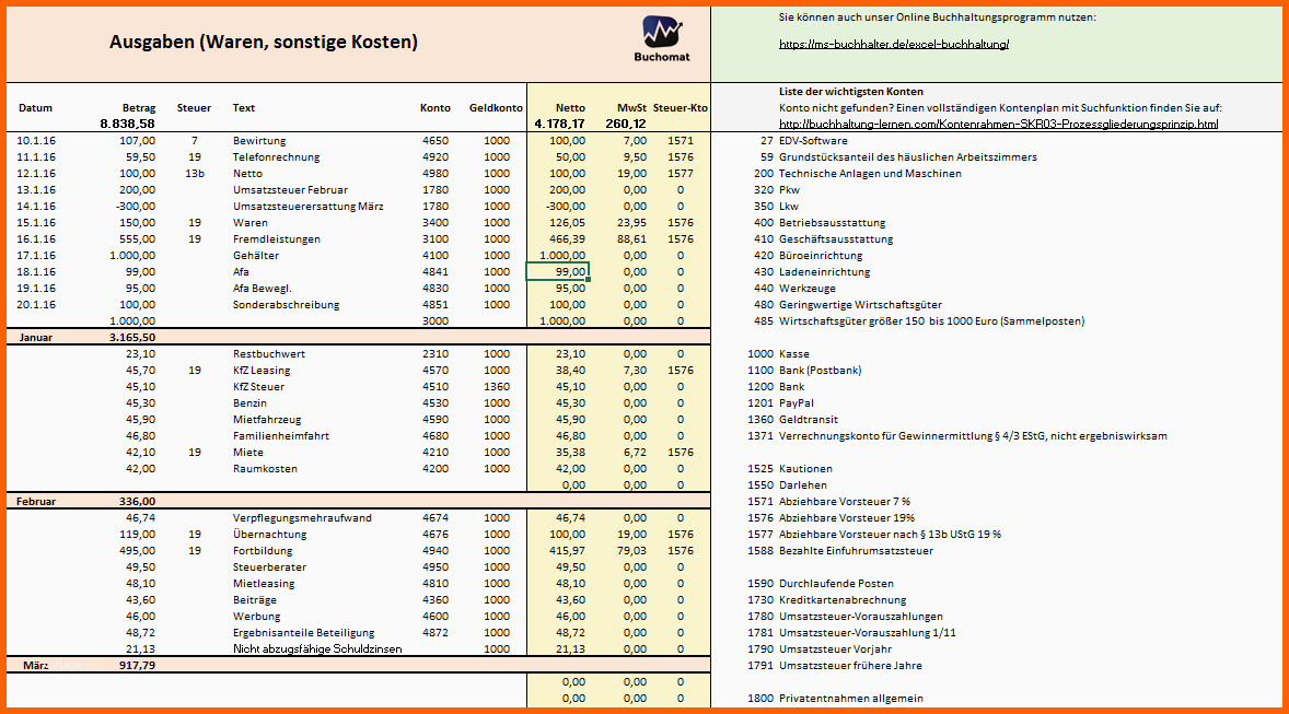 Erschwinglich Kostenlose Excel Vorlage Für Ihre Buchhaltung Und EÜr