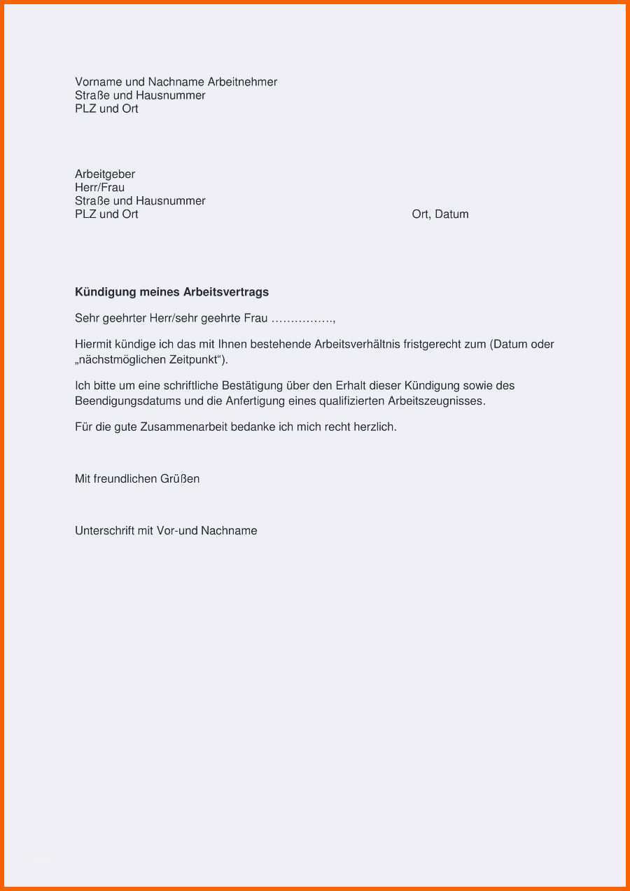 Erschwinglich Kündigung Arbeitsvertrag Muster Arbeitnehmer
