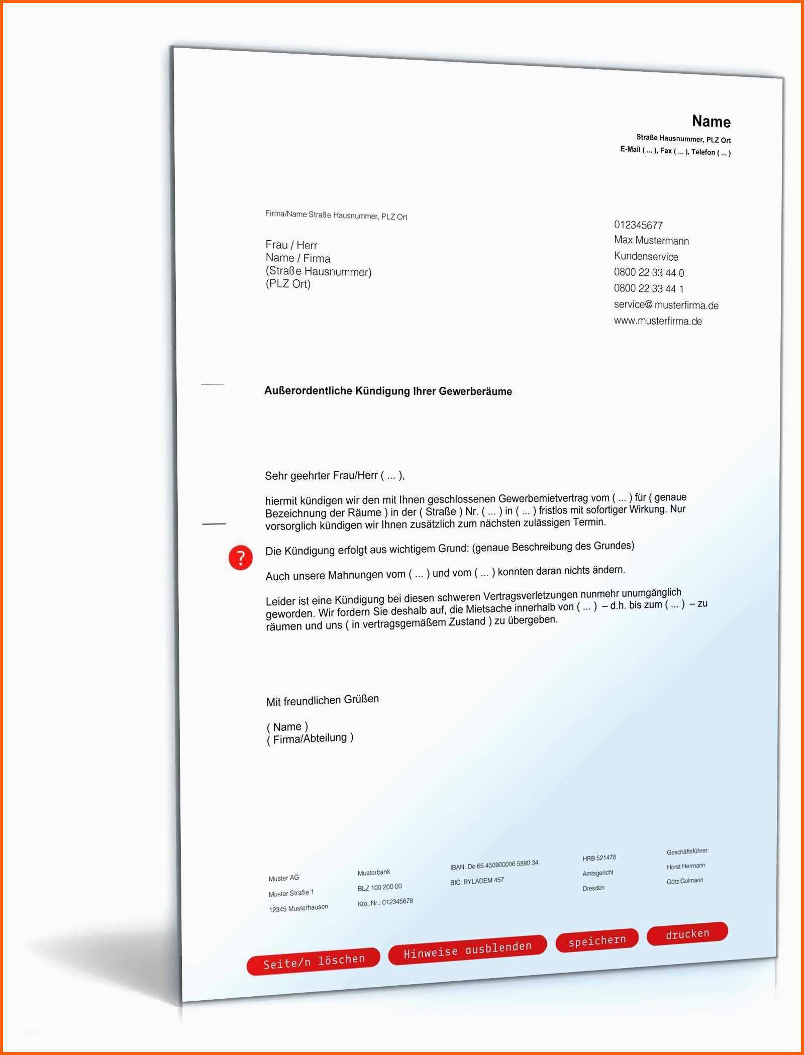 Erschwinglich Kündigung Mietvertrag Vermieter Vorlage Ansprechend