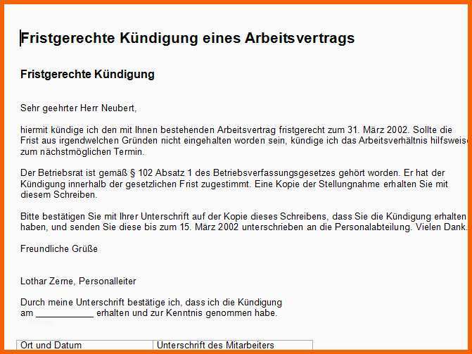 Erschwinglich Kündigung Schreiben Vorlage Download Chip