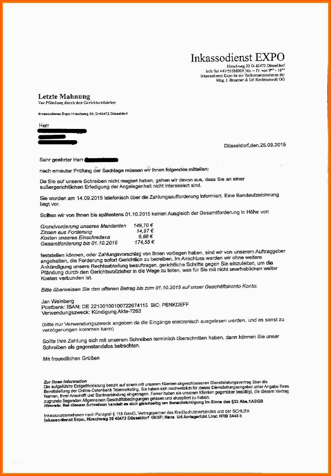 Erschwinglich Letzte Mahnung Vorlage Kostenlos 9 Letzte Mahnung Ark Mipa