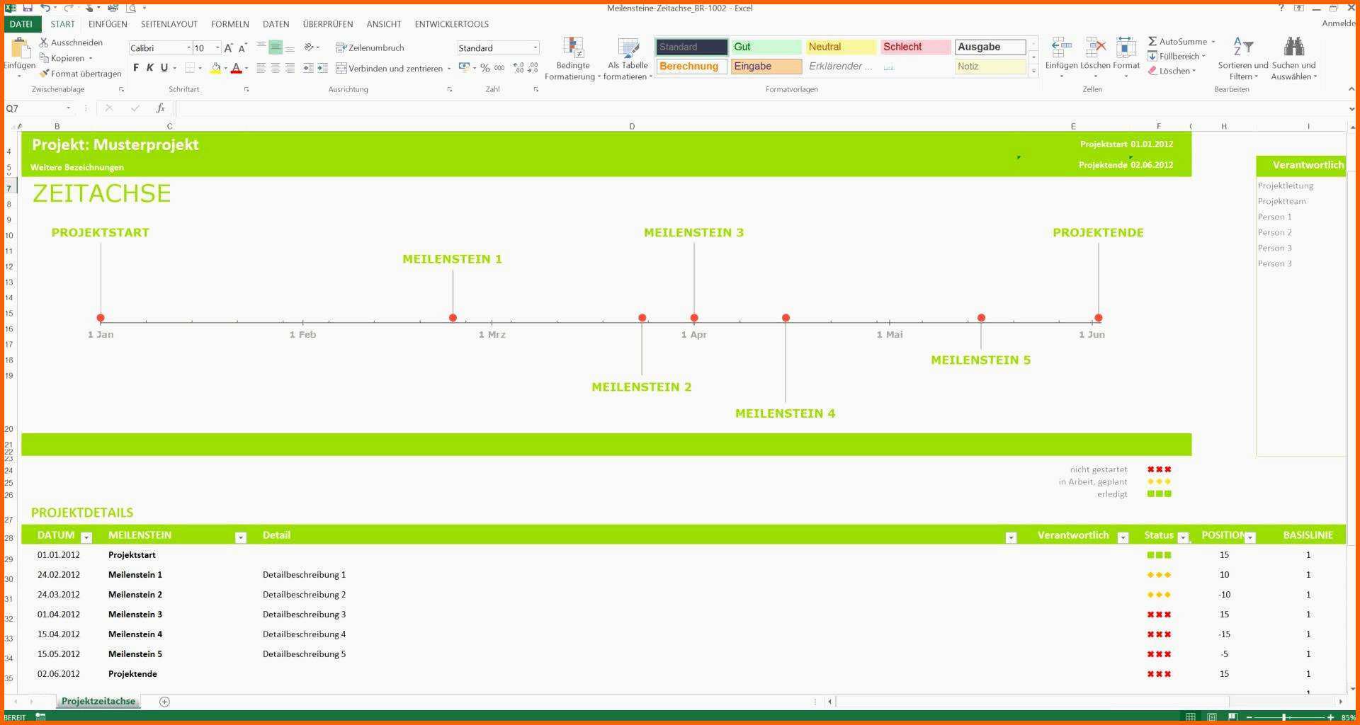 projektplan vorlage excel