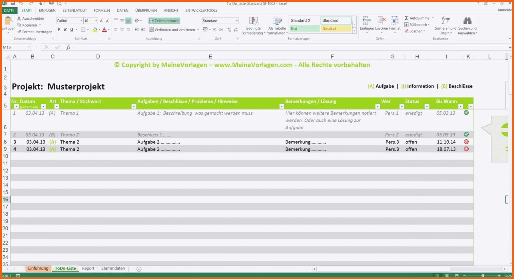 Erschwinglich Protokoll Vorlage Excel