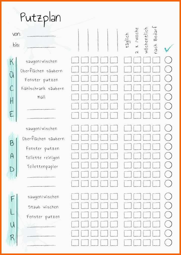 Erschwinglich Reinigungsplan Vorlage Kostenlos Vorlagen