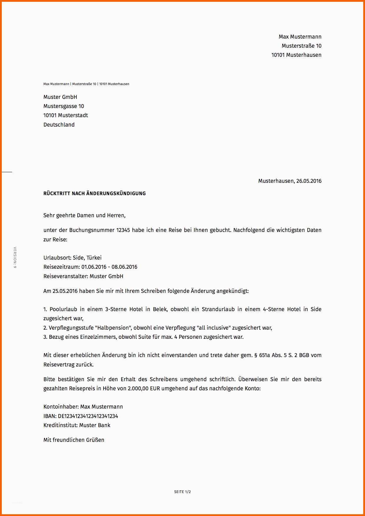 Erschwinglich Reiserücktritt Nach Reiseänderung Des Veranstalters