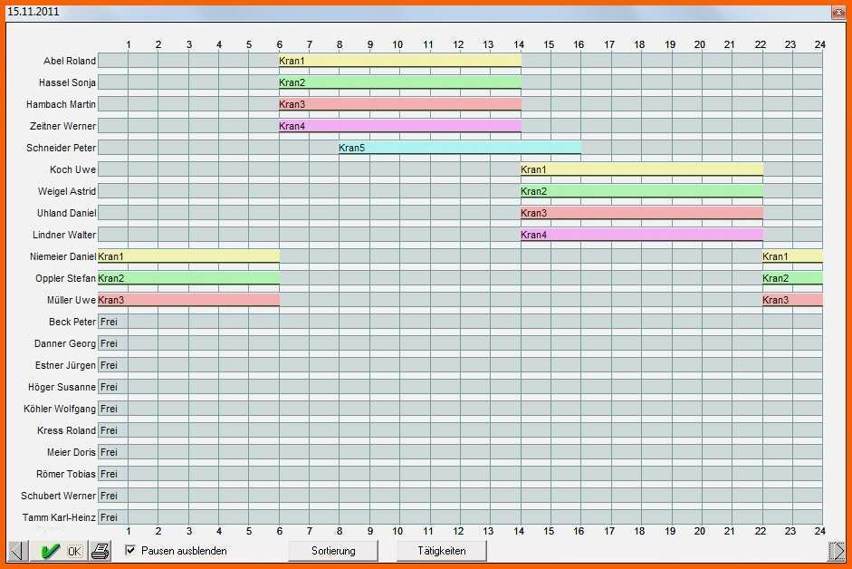 Erschwinglich Schichtplan Excel Vorlage Kostenlos Elegant Kranbelegung